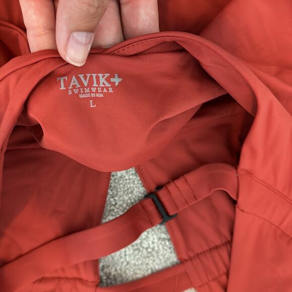 Tavik “Emme” halter one piece rust red dusty plunge v neck high cut cheeky - Picture 9 of 10